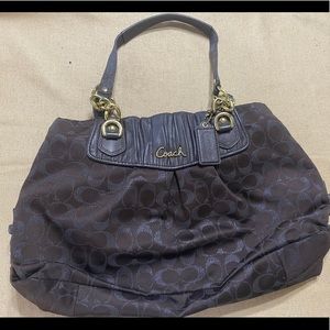 Coach Black Leather & Fabric Satchel Bag